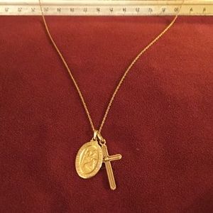 14k cross and St. Christopher medal